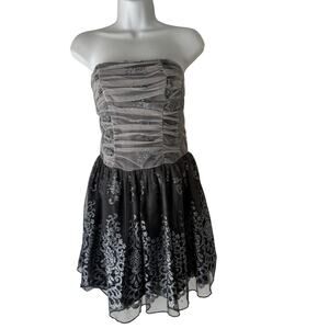 Ruby Rox Dress Y2k 3 Silver Black Straples Glitter Party Fairy Grunge Whimsigoth